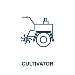Cultivator icon. Line element from farming collection. Linear Cultivator icon sign for web design, infographics and more.