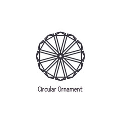 Mosaic arabic linear ornament. Vector geometric circular emblem for ornamental design or logos