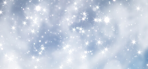 blue snowfall bokeh background, abstract snowflake background on blurred abstract blue