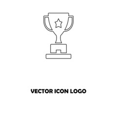 Trophy cup line icon, Vector on white background