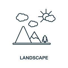 Landscape icon. Line element from farming collection. Linear Landscape icon sign for web design, infographics and more.