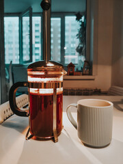 brewing coffee in a french press