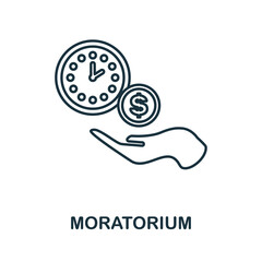Moratorium icon. Line element from economic crisis collection. Linear Moratorium icon sign for web design, infographics and more. - obrazy, fototapety, plakaty