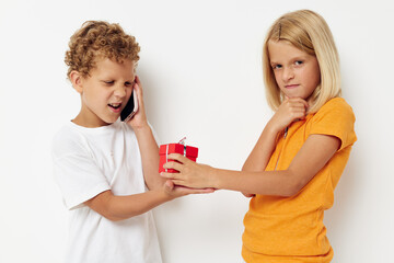 little children gift holiday friendship light background