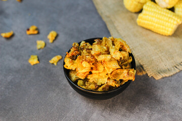 Corn Chips snack with sweet and spicy seasoning.