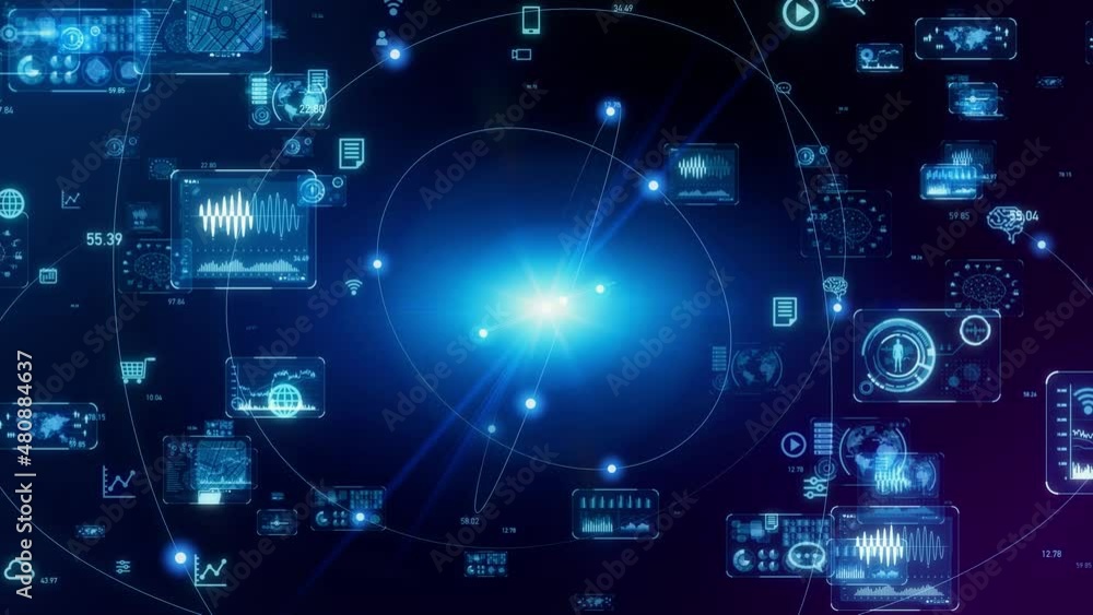 Poster Digital transformation concept. System engineering. GUI (Graphical User Interface).