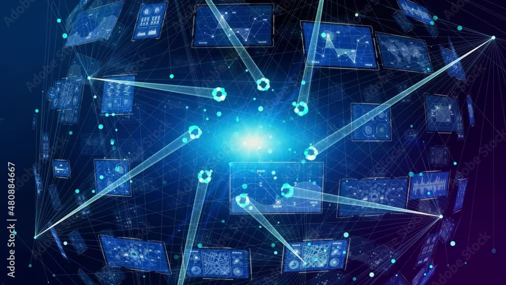 Poster Digital transformation concept. System engineering. GUI (Graphical User Interface).