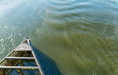Obraz premium A foundation footing of the Siuslaw River Bridge in Florence, Oregon, USA