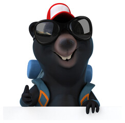 Fun 3D bear backpacker cartoon character