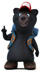 Fun 3D bear backpacker cartoon character