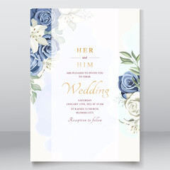 Wedding card with dusty blue roses