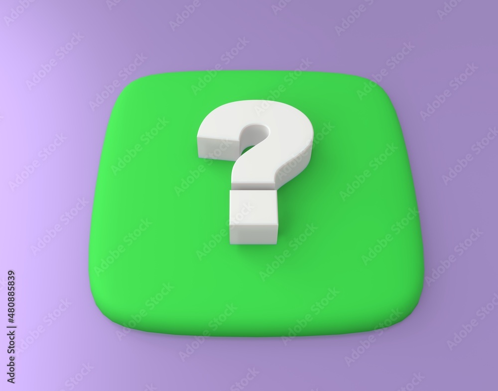 Poster question mark. green key with raised 