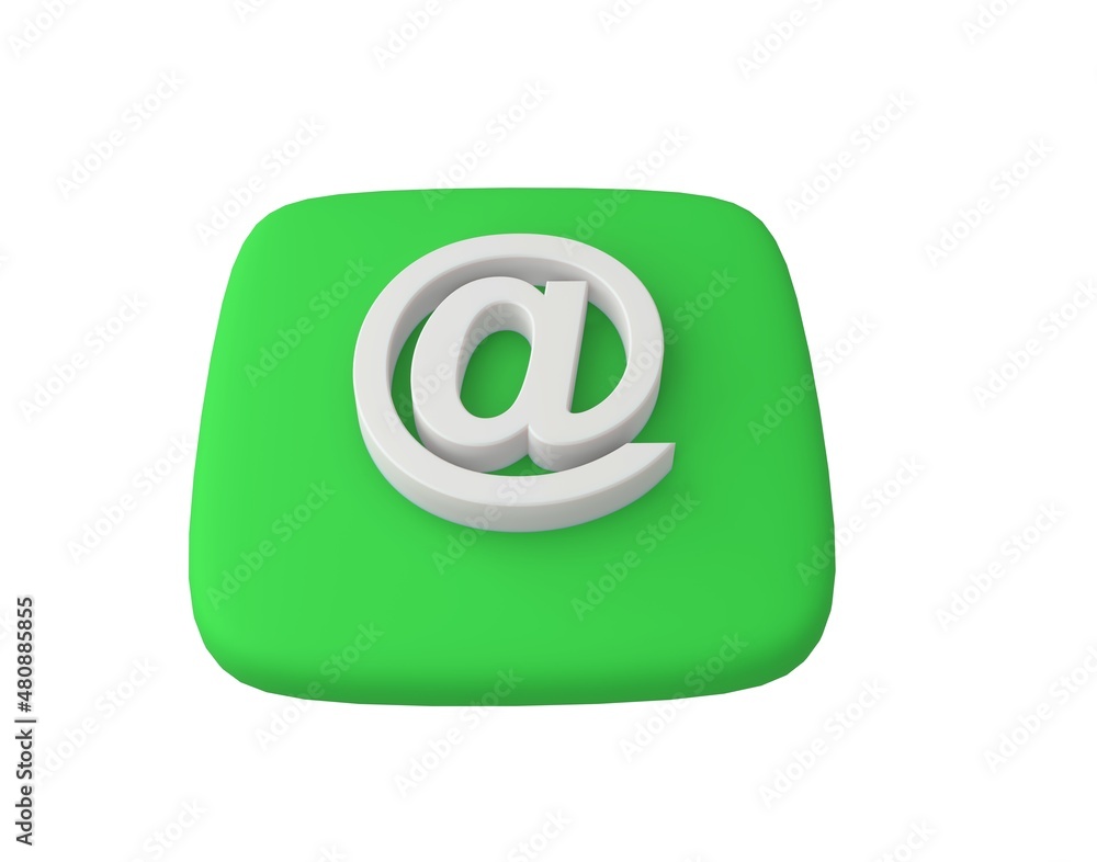 Fototapete The at sign, sign separating the name and domain. A green key with a raised 