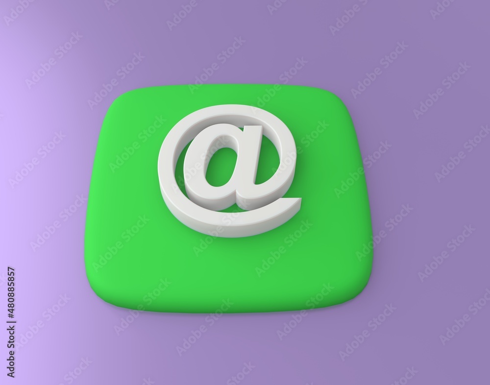 Poster the at sign, sign separating the name and domain. a green key with a raised 