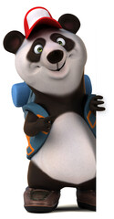 Fun 3D panda backpacker cartoon character © Julien Tromeur