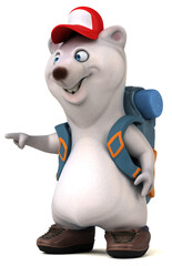 Fun 3D bear backpacker cartoon character