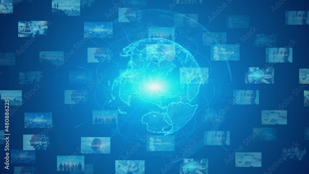 Poster Global communication network concept. Digital transformation.
