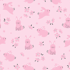 Seamless pattern with bunnies