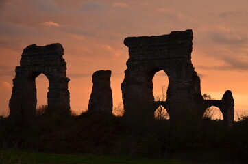 Photos taken at sunset while on a stroll through the beautiful Aqueducts Park in Rome, with the...