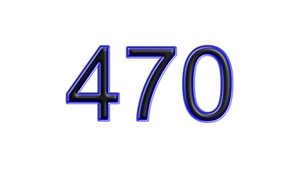 blue 470 number 3d effect white background