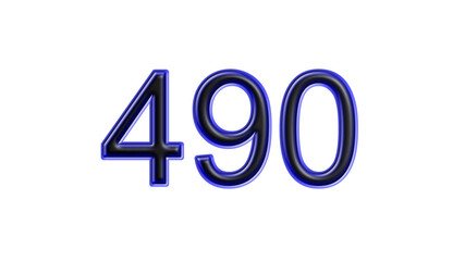 blue 490 number 3d effect white background