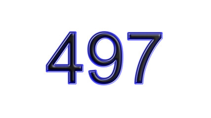 blue 497 number 3d effect white background