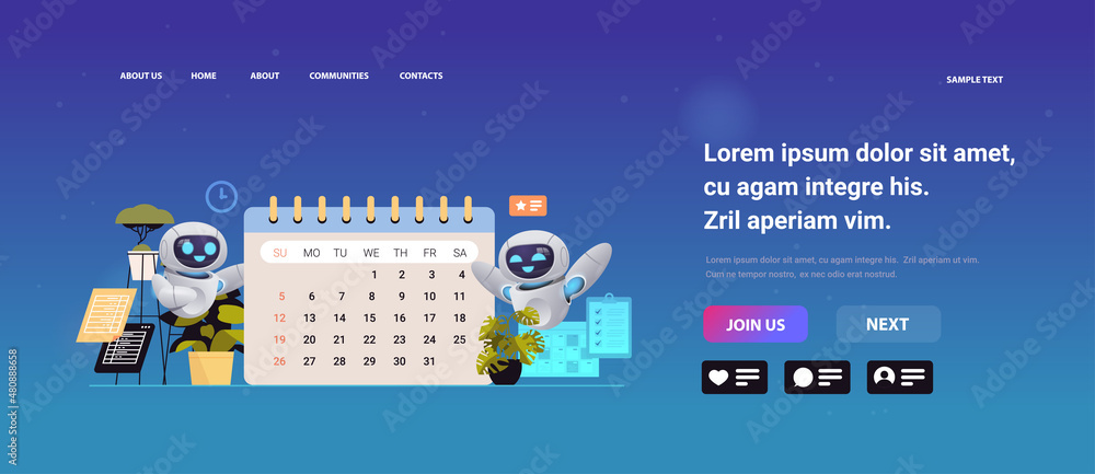 Poster robots using calendar planning day scheduling appointment time management artificial intelligence