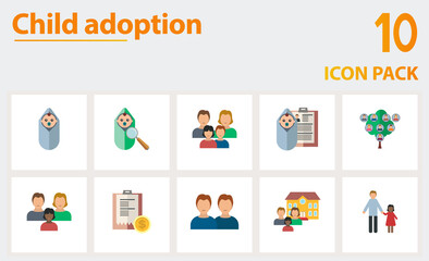 Child Adoption icon set. Collection of simple elements such as the new born, investigate, adoption, twins, orphanage, , personal information.