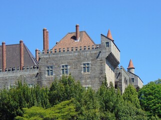 Fototapeta na wymiar Historic castle tower of Guimaraes, Palacio de los duques de Braganza, Norte - Portugal 