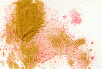 Pink and gold beautiful handmade  background on textured watercolor paper  - 480890848