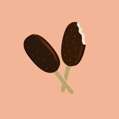 Realistic  3d  Ice Creams.  Sweet Cold Summer Dessert Food. Vector illustration of Chocolate and Vanilla Icecream