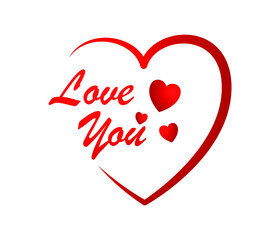I love you lettering with red heart.
