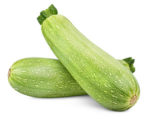 two zucchini on a white isolated background