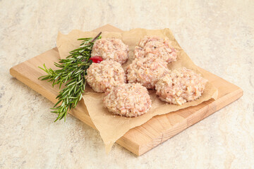 Traditional homemade raw pork meatballs