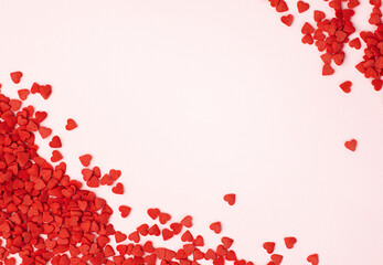 background of hearts for valentines day, top view