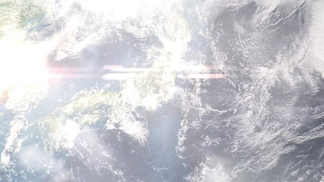 Zoom in from space and focus on Japan, Mitaka. 3D Animation. Background for travel intro. Elements of this image furnished by NASA