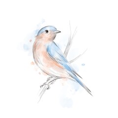 blue bird on white background