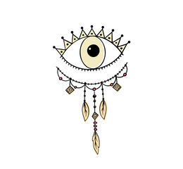 Eye Icon,Tattoo Style Design, Line art and Vision design, Minimal. Vector collection of boho style