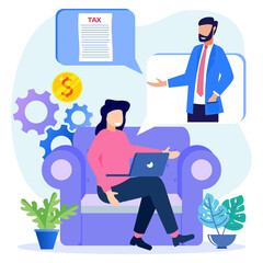 Illustration vector graphic cartoon character of online tax