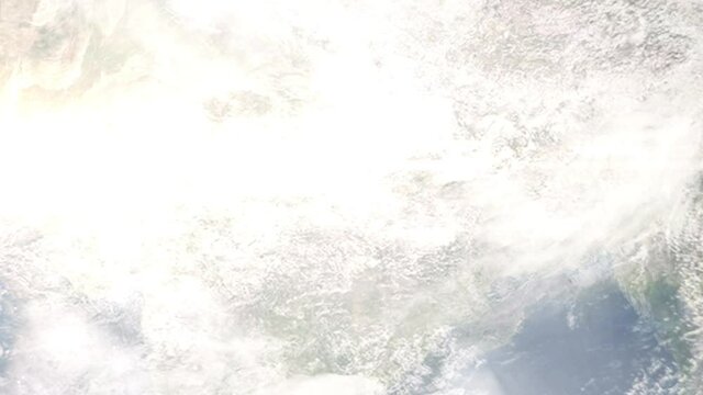 Zoom in from space and focus on India, Rewa. 3D Animation. Background for travel intro. Elements of this image furnished by NASA