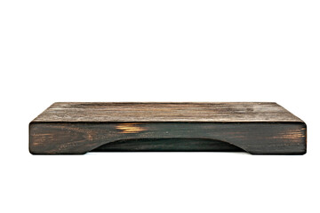 Rectangular cutting board tray made of dark wood on a white background. Isolated object.