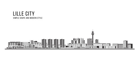 Naklejka premium Cityscape Building Abstract Simple shape and modern style art Vector design - Lille city