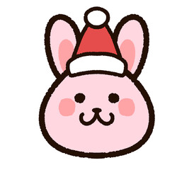 サンタ帽子のかわいいウサギの顔アイコン