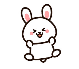 喜んで飛び跳ねるかわいいウサギ