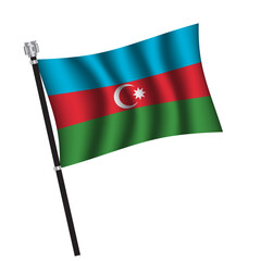 Azerbaijan flag , flag of Azerbaijan waving on flag pole, vector illustration EPS 10.