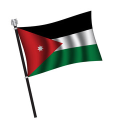 Jordan flag , flag of Jordan waving on flag pole, vector illustration EPS 10.
