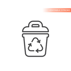 Recycle bin line vector icon. Simple outlined recycled symbol.