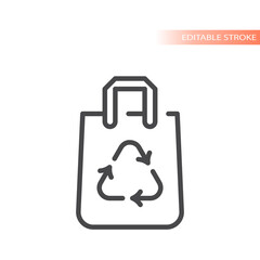 Recycled shopping bag line vector icon. Outlined symbol, editable stroke.