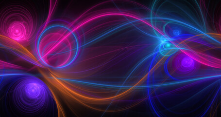 Abstract colorful blue, pink, orange and purple fiery shapes. Fantasy light background. Digital fractal art. 3d rendering.	