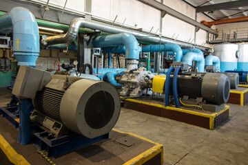 Naklejka premium several water pumps with electric motors
